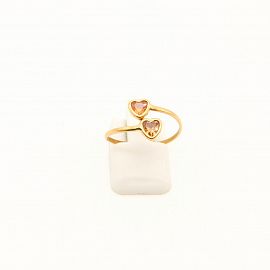 ANILLO ABIERTO CUBICS CORAZON*2 /O.ROJO